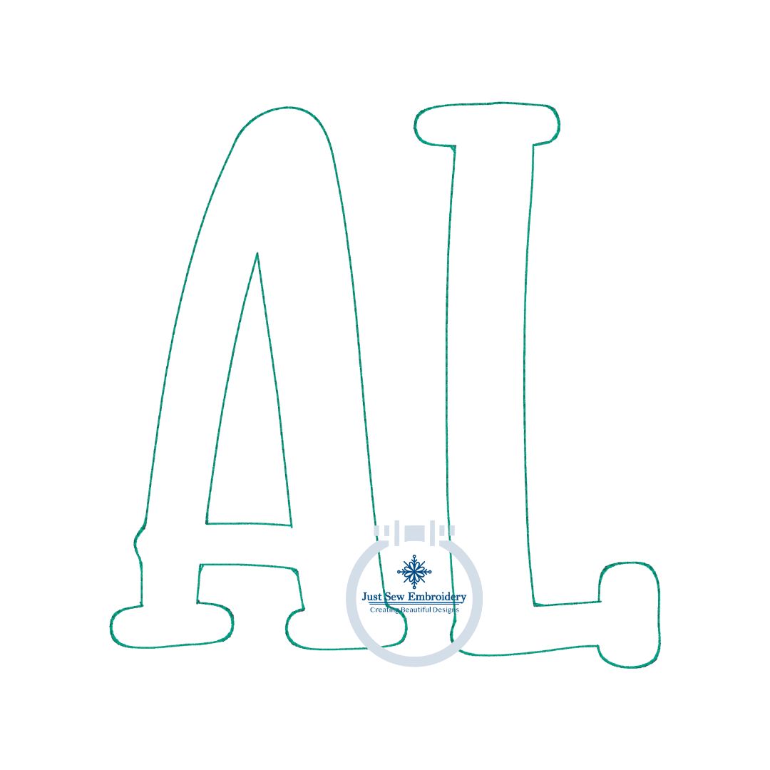 AL Alabama Applique Embroidery Design Raggy Bean Stitch 8x8 Hoop