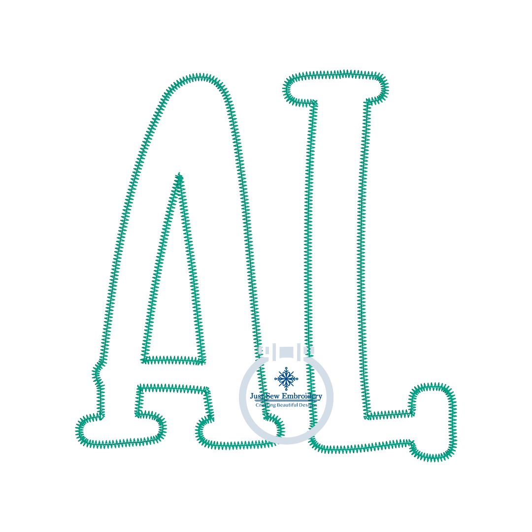 AL Alabama Applique Embroidery Design Zigzag Stitch 8x8 Hoop