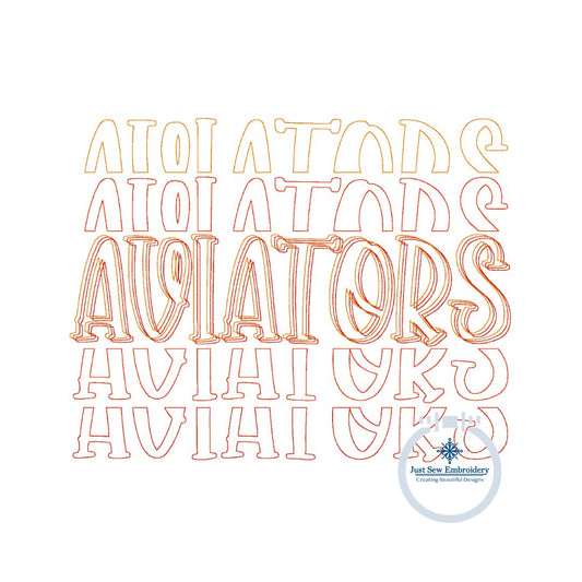 AVIATORS Repeat Bean Stitch Embroidery Design Four Sizes 5x7, 8x8, 6x10, 7x12, and 8x12 Hoop