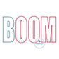 BOOM Applique Embroidery Embroidery Two Finishing Stitches Raggy, ZigZag Stitch USA July 4th Independence Day