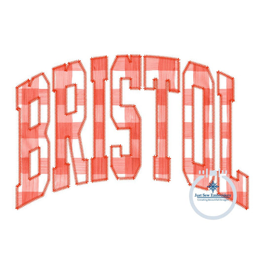 BRISTOL Arched Zigzag Applique Embroidery Tennessee TN Five Sizes 5x7, 8x8, 6x10, 7x12, and 8x12 Hoop