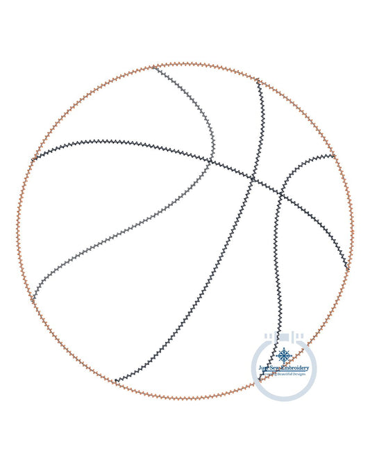 Basketball Chenille Yarn Applique Embroidery Design Seven Sizes 4x4, 5x5, 6x6, 7x7, 8x8, 9x9, and 10x10