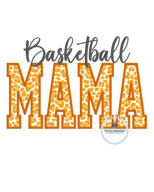 Basketball MAMA Satin Applique Machine Embroidery Design Four Sizes 5x7, 8x8, 6x10, and 7x12 Hoop