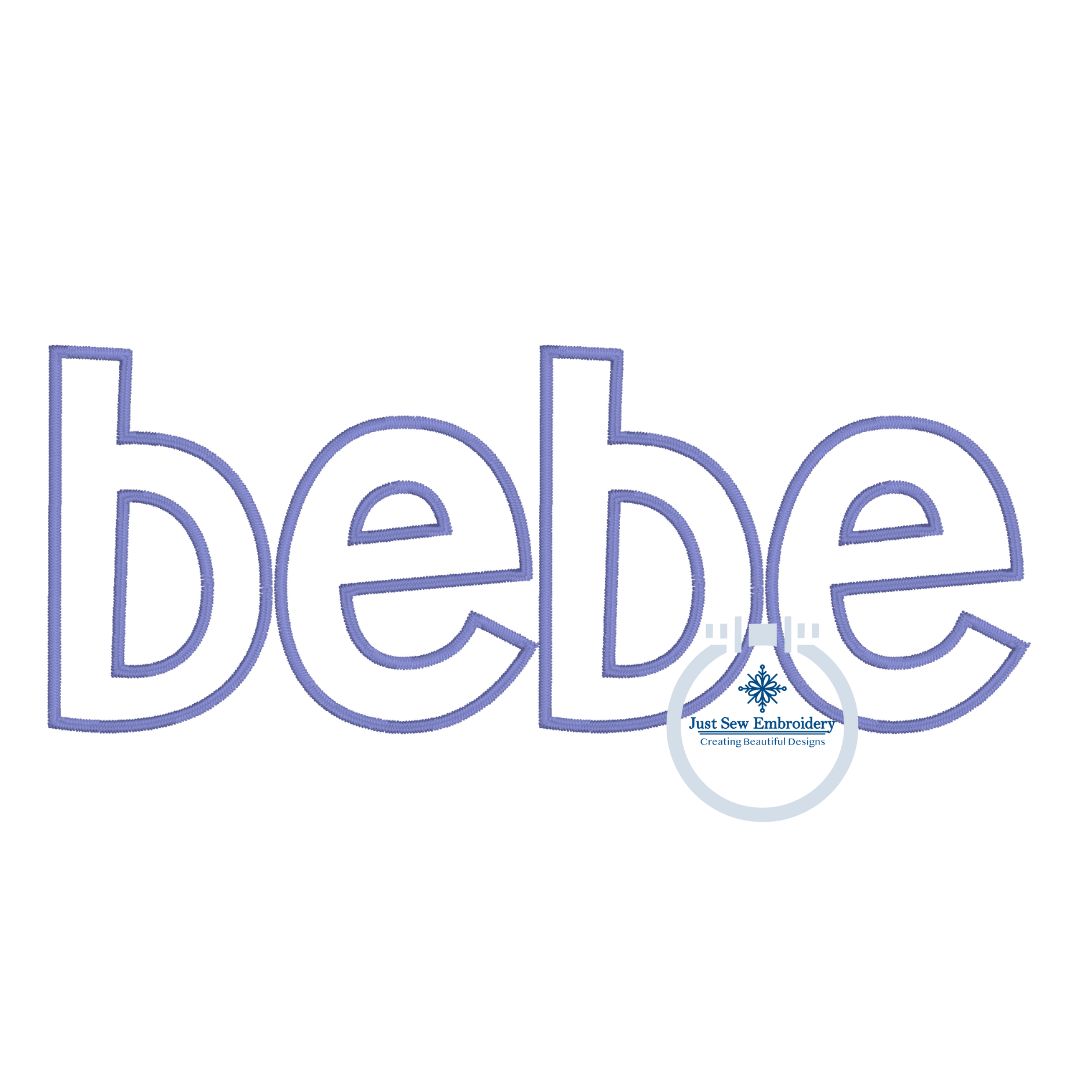 BeBe Applique Embroidery Design Satin Stitch Grandma Mother's Day Gift 8x12 Hoop