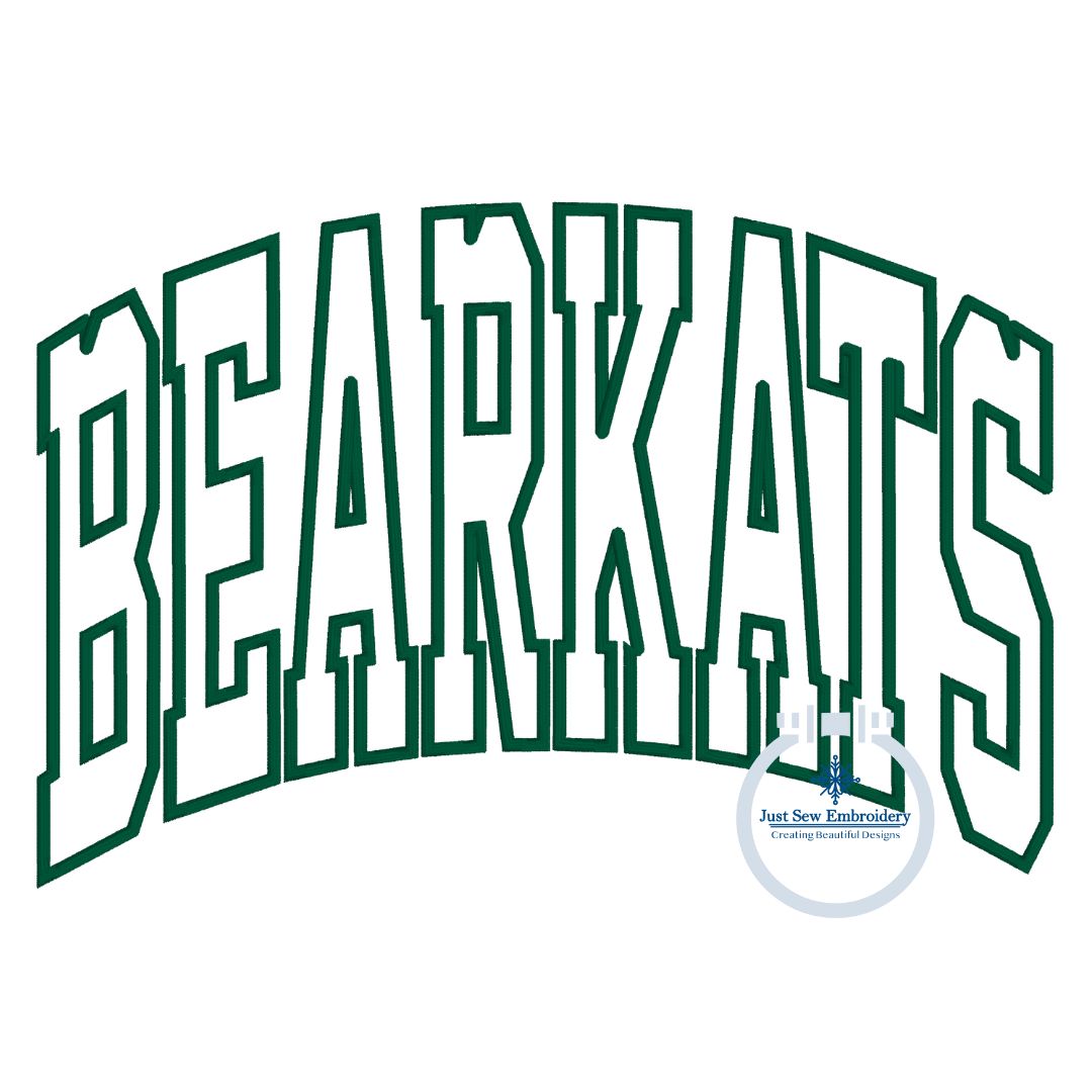 BEARKATS Arched Satin Applique Embroidery Design Three Sizes 6x10, 7x12, and 8x12 Hoop