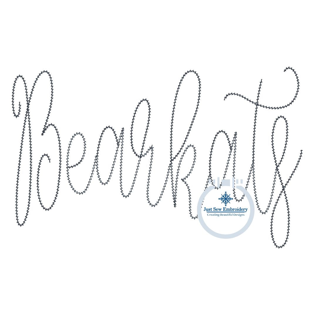 BEARKATS Chenille Yarn Applique Embroidery Script Design Five Sizes 5x7, 8s8, 6x10, 7x12, and 8x12 Hoop