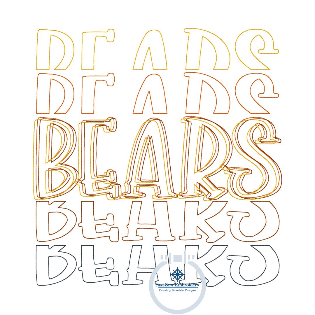 BEARS Repeat Bean Stitch Embroidery Design Five Sizes 4x4, 5x5, 6x6, 7x7, and 8x8 Hoop