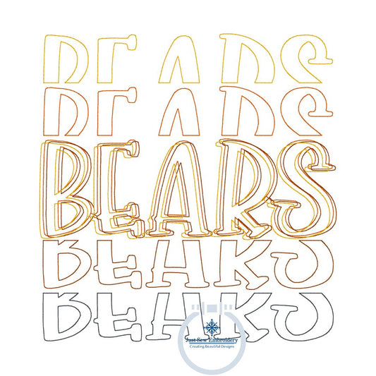 BEARS Repeat Bean Stitch Embroidery Design Five Sizes 4x4, 5x5, 6x6, 7x7, and 8x8 Hoop