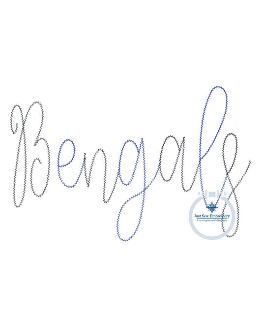 Bengals Chenille Yarn Script Applique Embroidery Six Sizes 5x7, 8x8, 9x9, 6x10, 7x12, and 8x12 Hoop