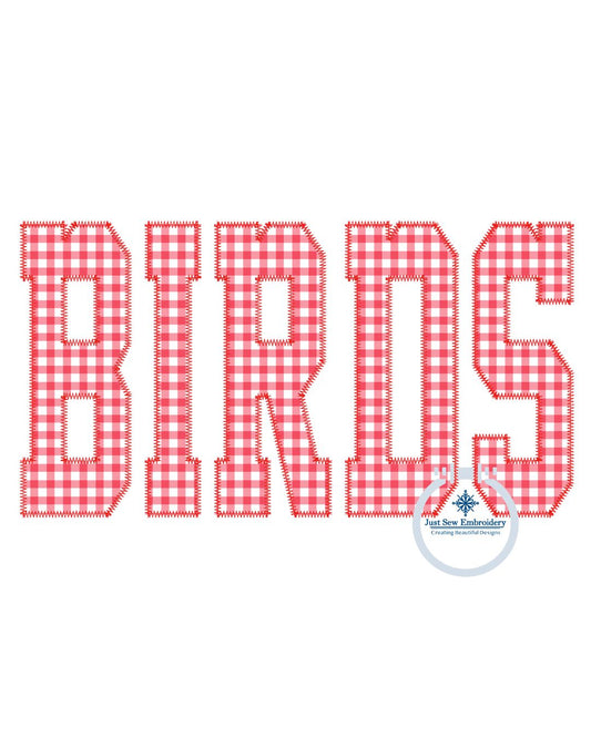 BIRDS Embroidery Applique Design Machine Embroidery ZigZag Edge Five Sizes 5x7, 8x8, 9x9, 6x10, and 7x12 Hoop