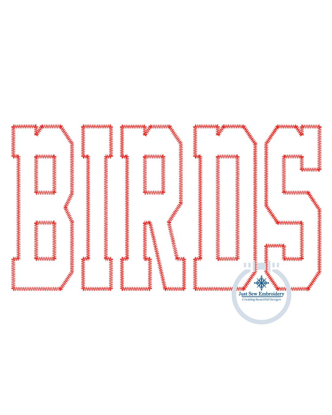 BIRDS Embroidery Applique Design Machine Embroidery ZigZag Edge Five Sizes 5x7, 8x8, 9x9, 6x10, and 7x12 Hoop