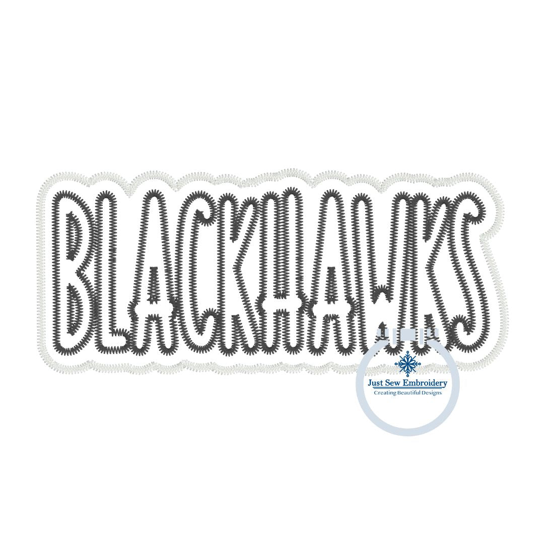 BLACKHAWKS Two Layer Applique Embroidery Design Machine Embroidery Two Color ZigZag Edge Two Sizes 6x10 and 8x12 Hoop