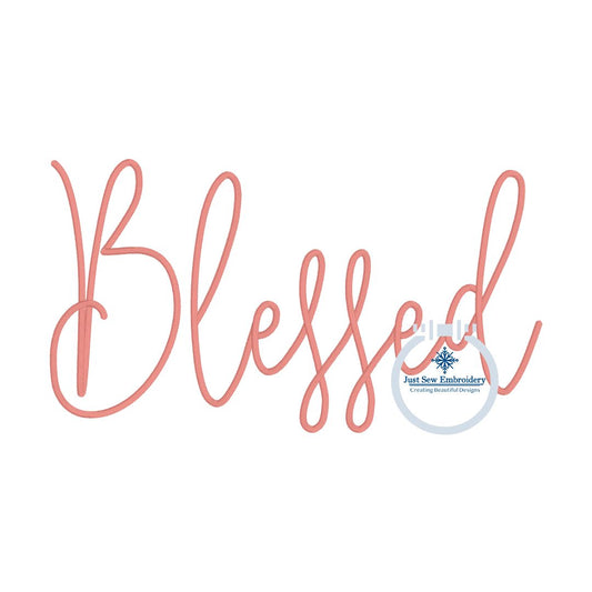Blessed Satin Stitch Embroidery Design Four Sizes 5x7, 8x8, 6x10, and 7x12