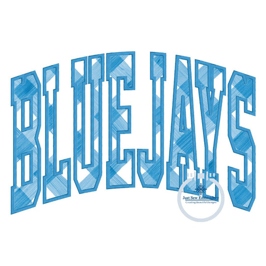 BLUEJAYS Arched Applique Embroidery Design Satin Stitch Four Sizes 9x9, 6x10, 7x12, 8x12 Hoops