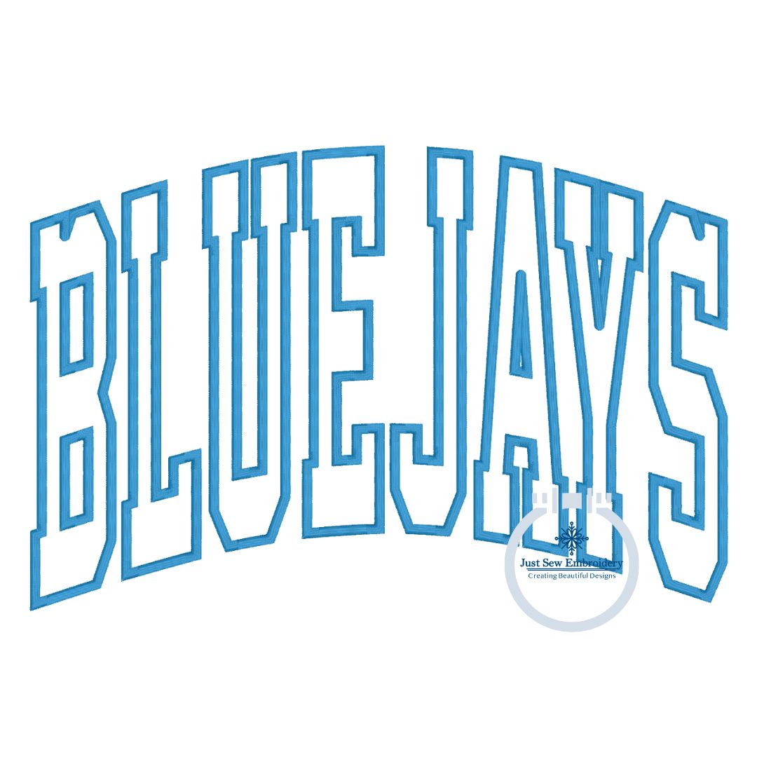 BLUEJAYS Arched Applique Embroidery Design Satin Stitch Four Sizes 9x9, 6x10, 7x12, 8x12 Hoops