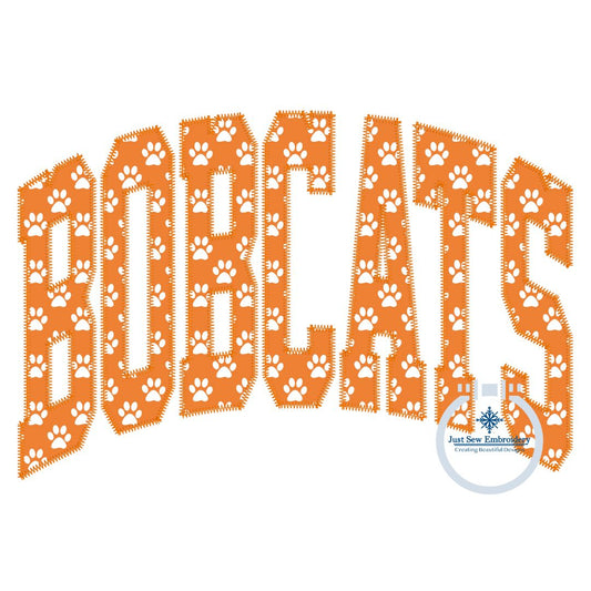 BOBCATS Arched Zigzag Applique Embroidery Design Machine Embroidery Five Sizes 5x7, 8x8, 6x10, 7x12, and 8x12 Hoop