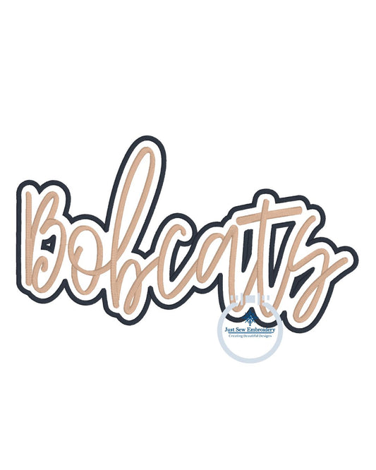 Bobcats 3-D Puff Satin Outline Applique Embroidery Design Machine Embroidery Five Sizes 5x7, 8x8, 9x9, 6x10, and 7x12 Hoop