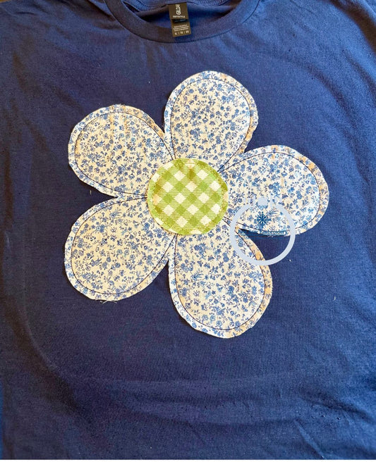 Boho Flower Raggy Applique Machine Embroidery Design Bean Stitch Seven Sizes 4x4, 5x5, 6x6, 7x7, 8x8, 9x9, and 10x10 Hoop