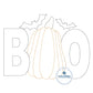 BOO Pumpkin Bats Raggy Applique Embroidery Design Halloween Five Sizes 5x7, 8x8, 6x10, 7x12, and 8x12 Hoops