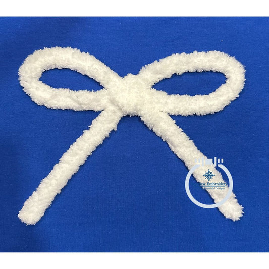 Bow Simple Chenille Yarn Embroidery Design Machine Five Sizes 5x7, 8x8, 6x10, 7x12, and 8x12 Hoop