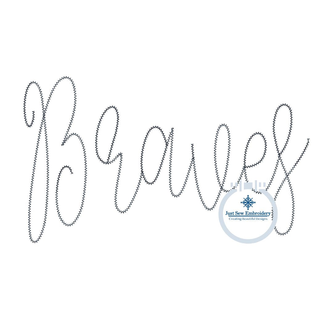 Braves Script Chenille Yarn Applique Design Machine Embroidery Five Sizes 5x7, 8x8, 9x9, 6x10, and 7x12 Hoop