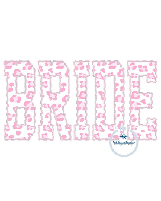 Bride Applique Embroidery ZigZag Stitch Design Five Sizes 5x7, 8x8, 9x9, 6x10, and 7x12 Hoop