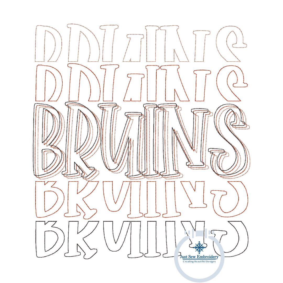 BRUINS Repeat Embroidery Bean Stitch Design Machine Embroidery Five Sizes 5x7, 6x10, 7x12, 8x12, and 9x14 Hoop