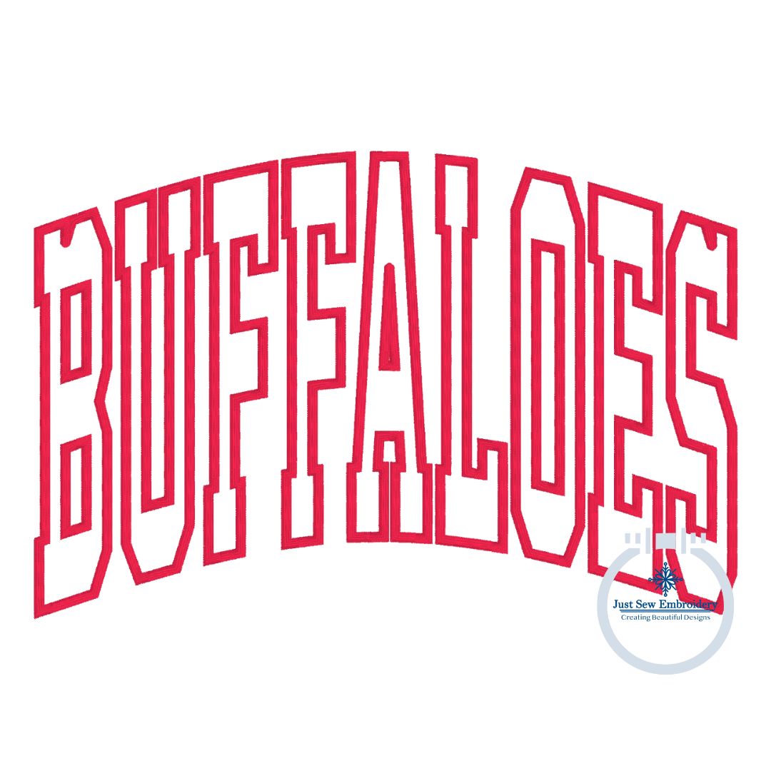 BUFFALOS Arched Applique Design Machine Embroidery Satin Edge One Size 8x12 Hoop