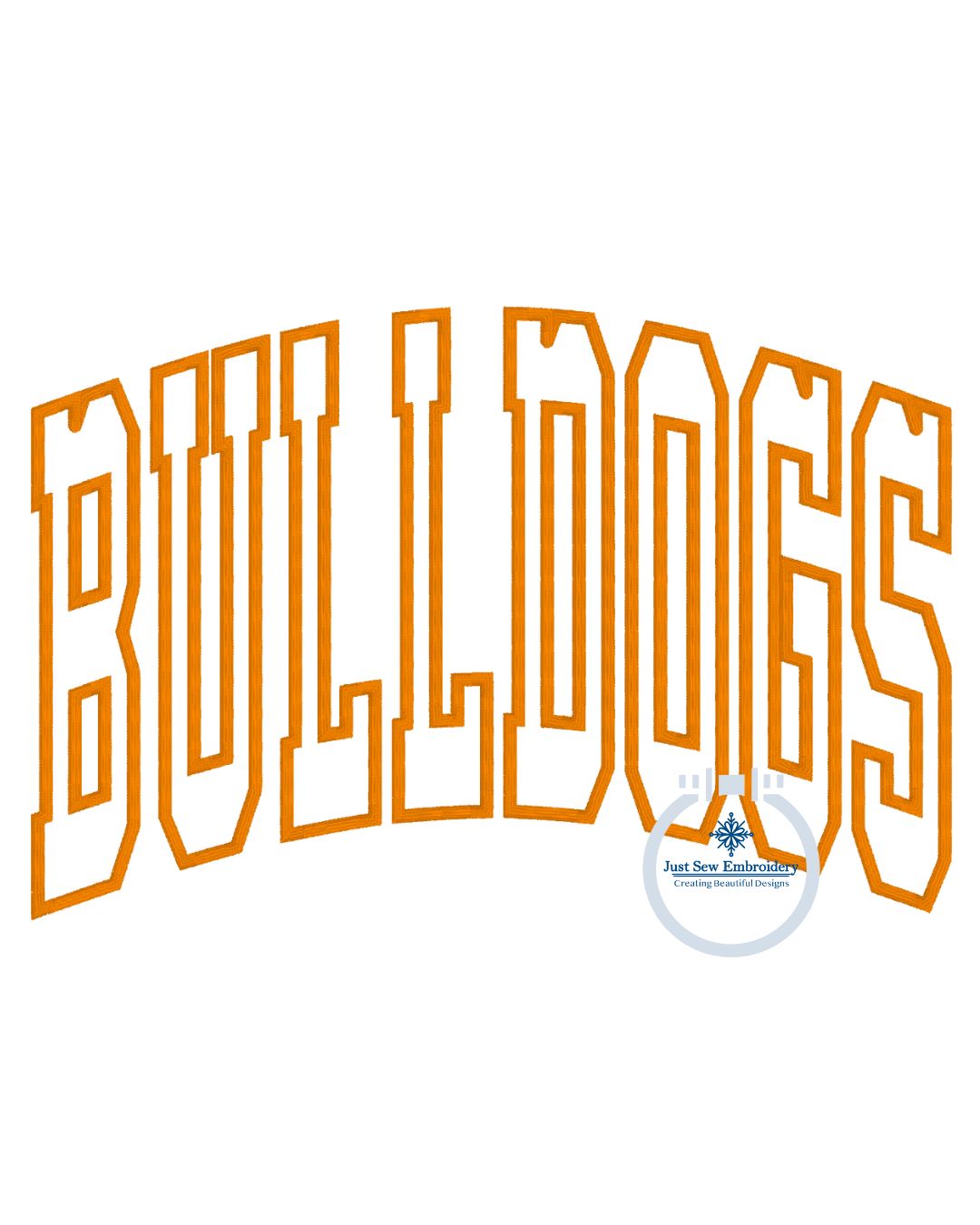 BULLDOGS Arched Applique Embroidery Design Machine Embroidery Satin Edge Five Sizes 8x8, 9x9, 6x10, 7x12 and 8x12 Hoop