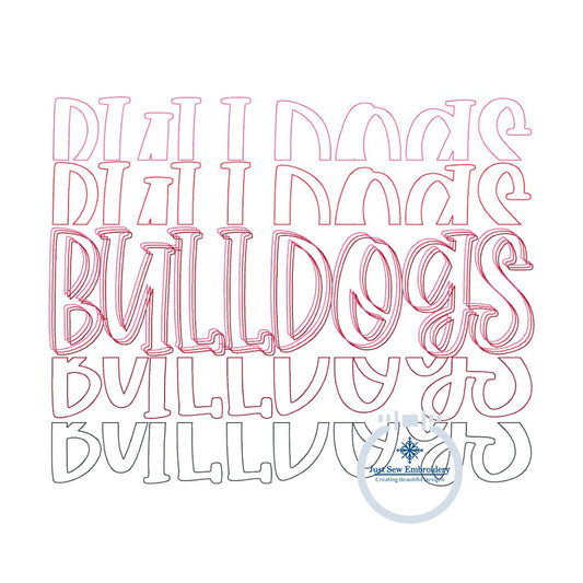BULLDOGS Repeat Bean Stitch Embroidery Design Four Sizes 5x7, 6x10, 7x12, and 8x12 Hoop