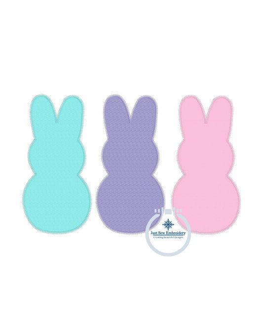Bunny Peep Trio Zigzag Easter Applique Machine Embroidery Design One Size 8x12