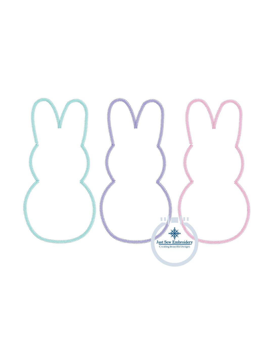 Bunny Peep Trio Zigzag Easter Applique Machine Embroidery Design One Size 8x12