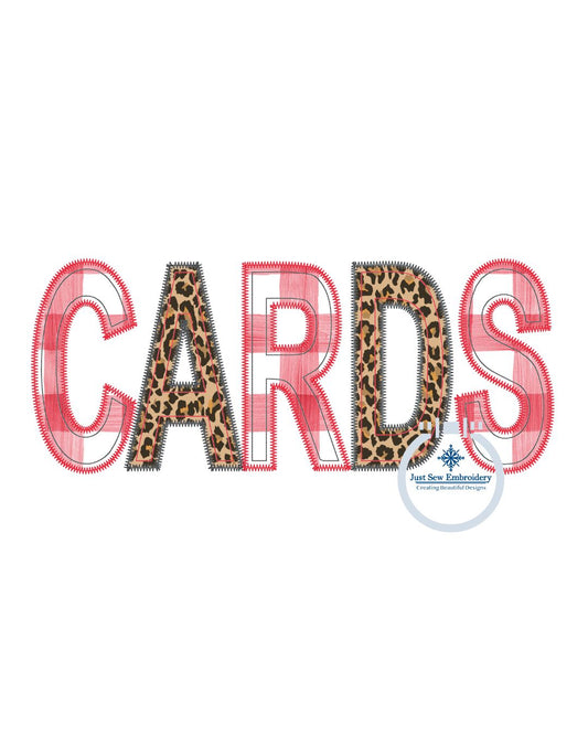 Cards Applique Embroidery ZigZag with Inset Bean Stitch Design Machine Embroidery Cardinals 8x12 Hoop
