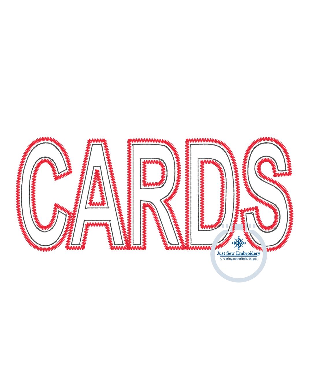 Cards Applique Embroidery ZigZag with Inset Bean Stitch Design Machine Embroidery Cardinals 8x12 Hoop