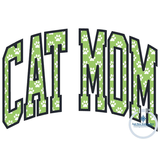 Cat Mom Arched Applique Embroidery Design Satin Stitch Machine Embroidery Three Sizes 6x10, 7x12, and 8x12 Hoop