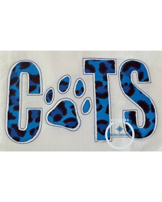 Cats Reverse Applique Embroidery Design Bean Stitch Paw Print Design Machine Embroidery Five Sizes 5x7, 8x8, 9x9, 6x10, and 7x12 Hoop