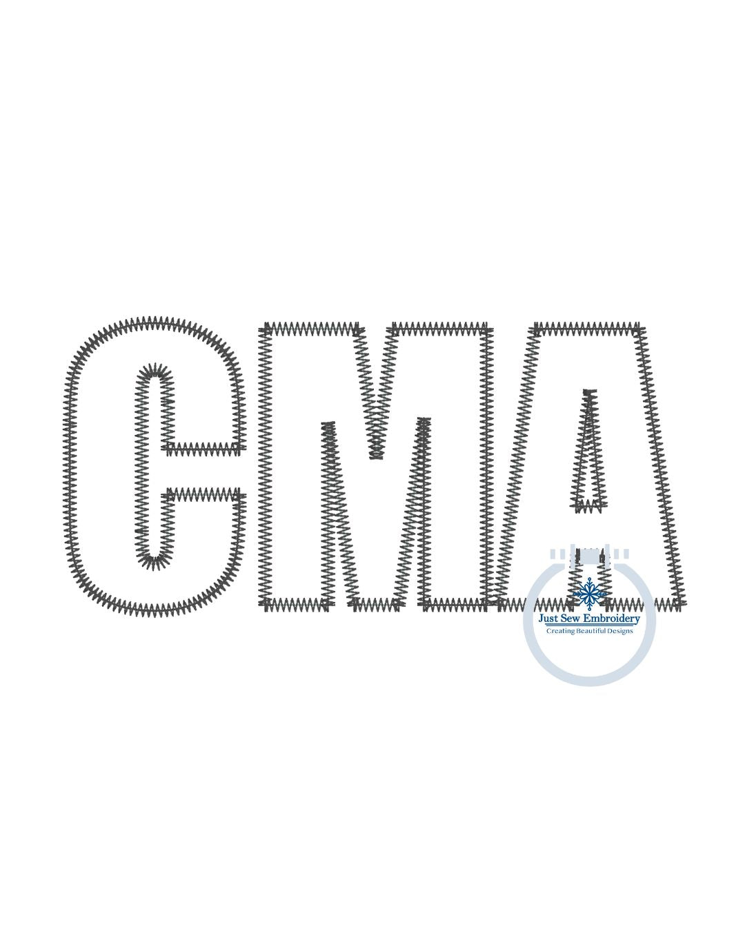 CMA Block ZigZag Applique Embroidery Quick Stitch Shirt Design Three Sizes 5x7, 6x10, and 8x12 Hoop
