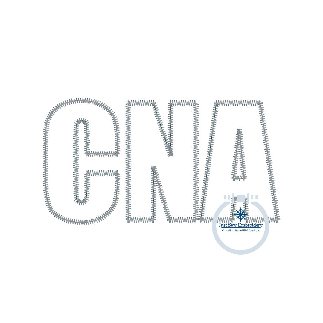 CNA Block ZigZag Applique Embroidery Quick Stitch Shirt Design Three Sizes 5x7, 6x10, and 8x12 Hoop