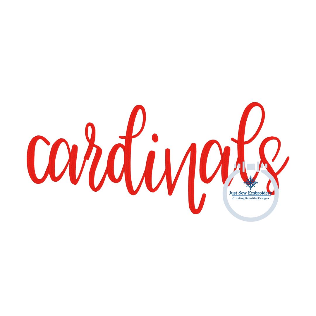 Cardinals Embroidered Script Design One Size 8x12 Hoop