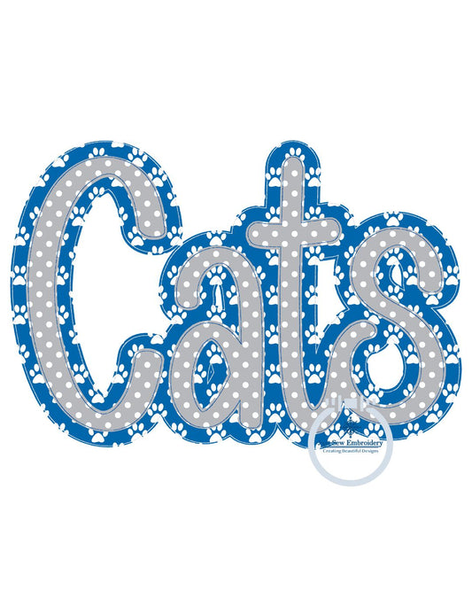 Cats Applique Embroidery Bean Two Layer Design Machine Embroidery Five Sizes 5x7, 8x8, 6x10, 7x12, and 8x12 Hoop