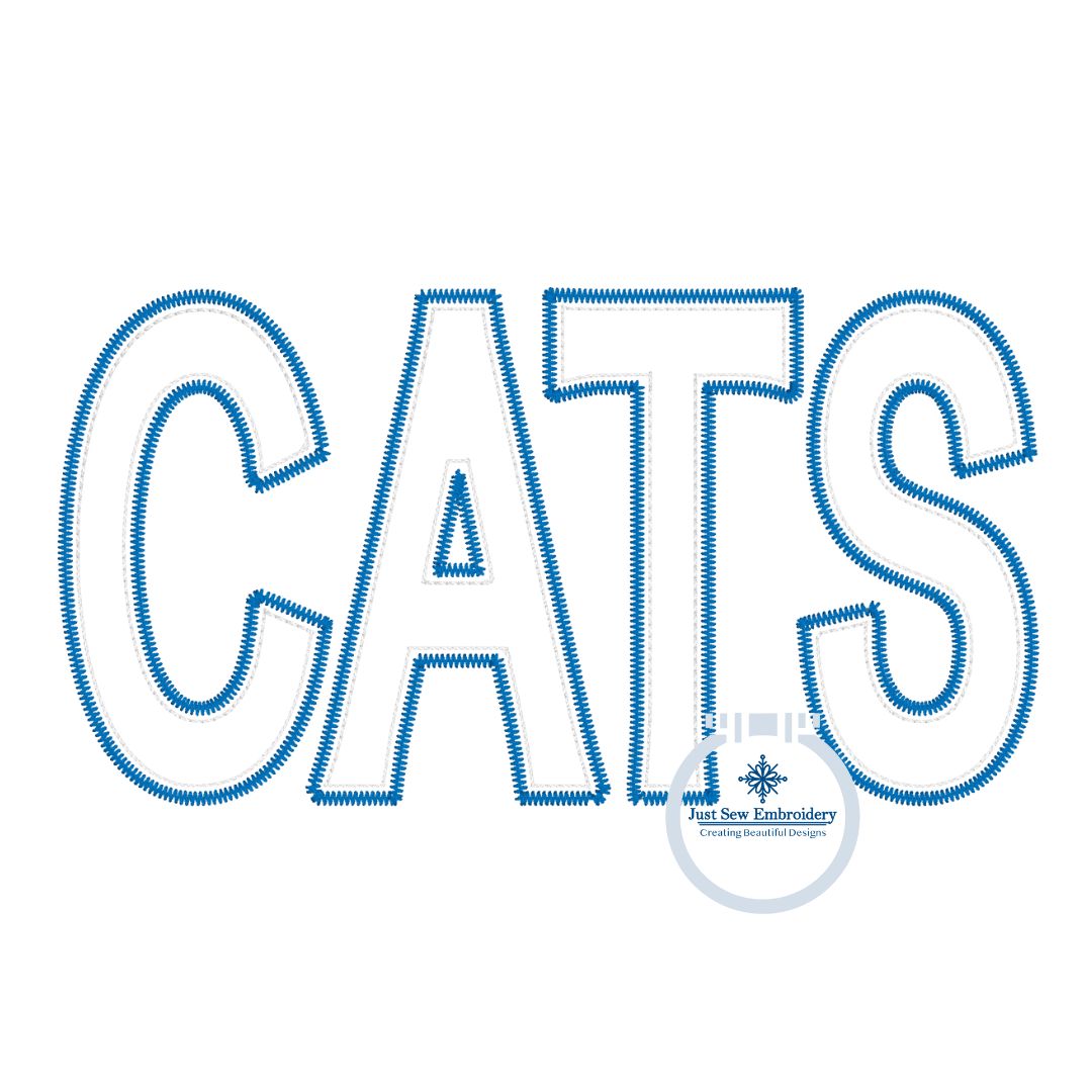 CATS with Inset Bean Stitch Applique Embroidery Zig Zag Edge Design Machine Embroidery One Color or Multi Color Letters