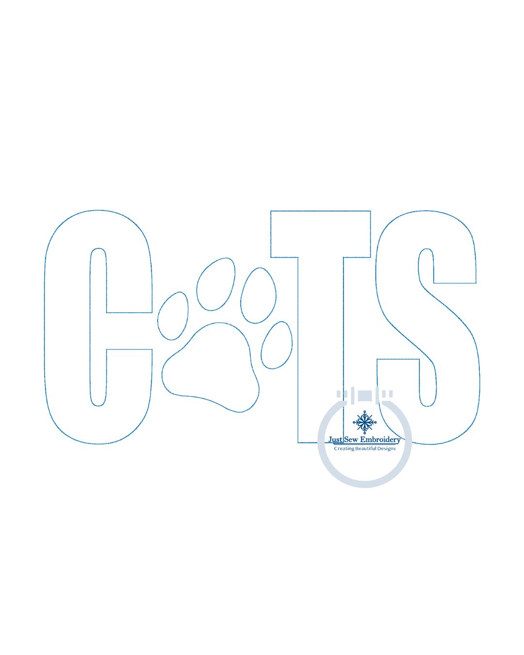 Cats Reverse Applique Embroidery Design Bean Stitch Paw Print Design Machine Embroidery Five Sizes 5x7, 8x8, 9x9, 6x10, and 7x12 Hoop