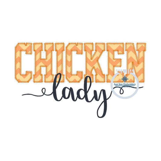 Applique Embroidery CHICKEN Lady Design with Zigzag Edge Stitch 8x12 Hoop (Copy)