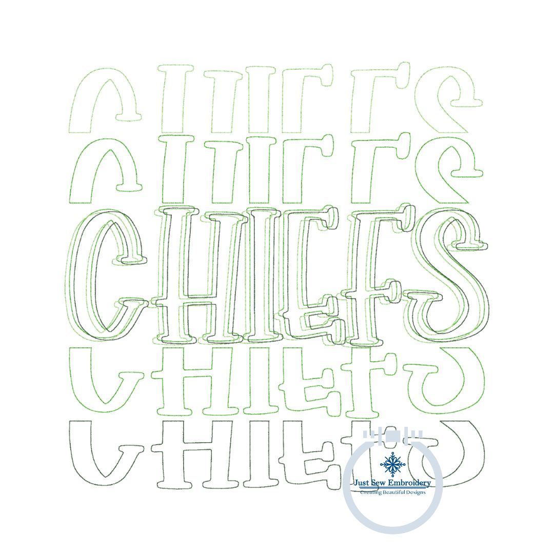 Chiefs Repeat Bean Stitch Embroidery Design One Size 8x8 Hoop