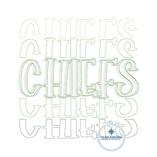 Chiefs Repeat Bean Stitch Embroidery Design One Size 8x8 Hoop