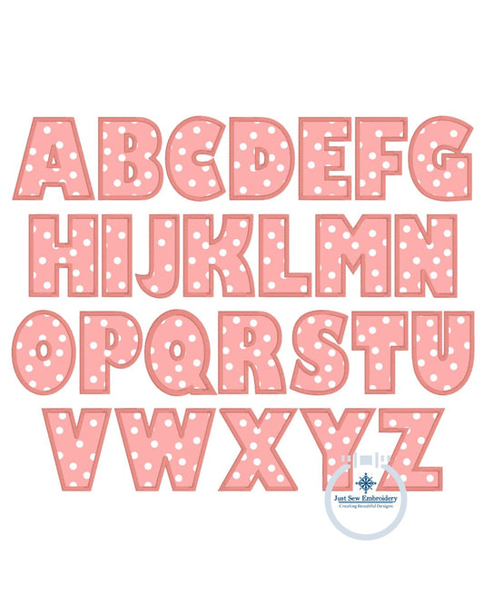 Chunky Satin Applique Embroidery Font Native BX Seven Sizes 2 inch, 3 inch, 4 inch, 5 inch, 6 inch, 7 inch, and 8 inch