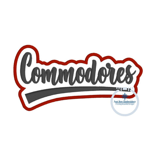 Commodores Embroidery Machine Design Satin Stitch With Border Edge One Size 4x4 Hoop