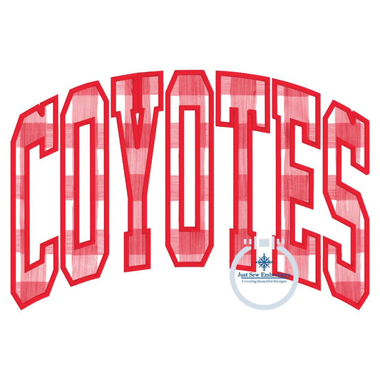 COYOTES Arched Applique Embroidery Design Satin Stitch Machine Embroidery Three Sizes 6x10, 7x12, and 8x12 Hoop