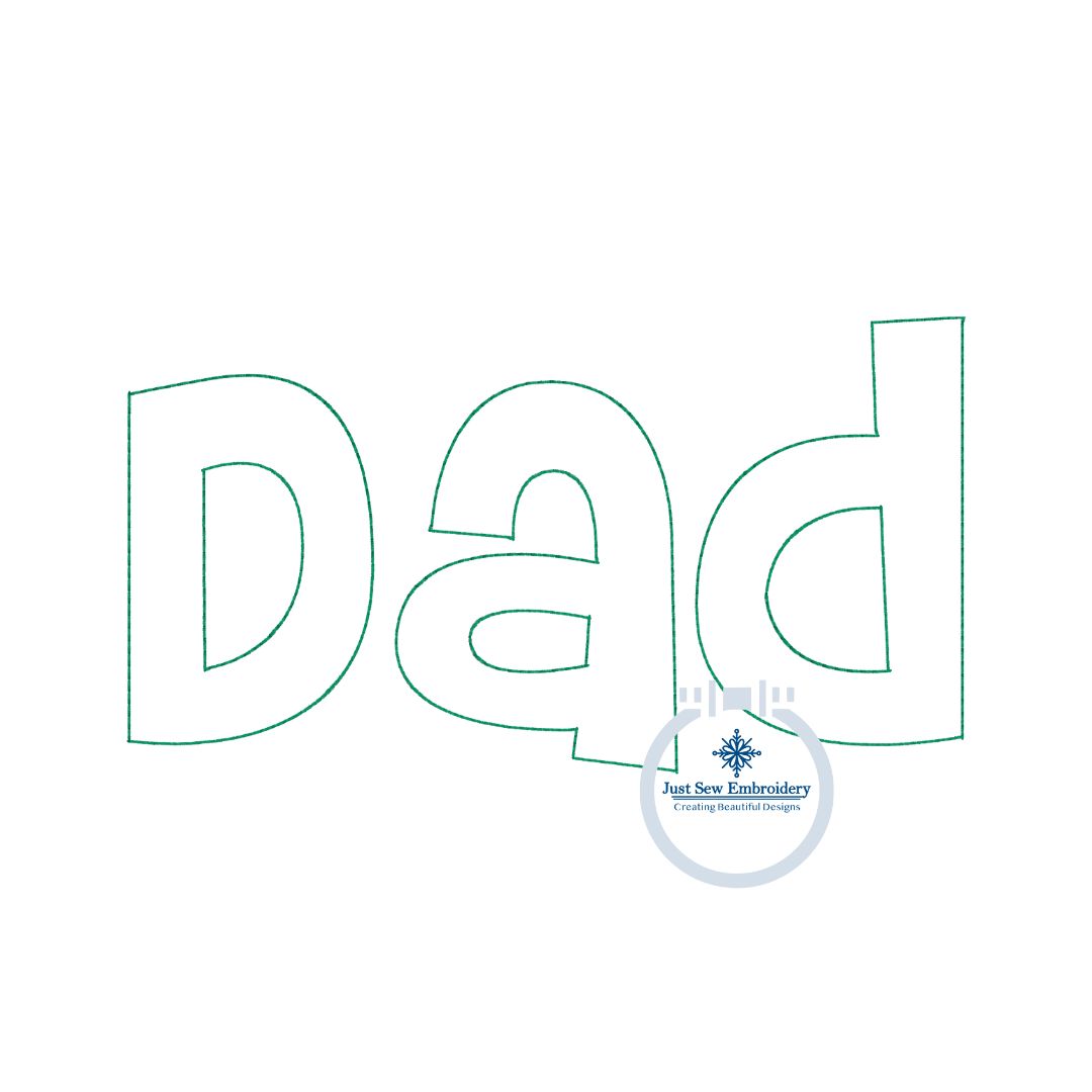 Dad Applique Embroidery Design Raggy Bean Stitch Father's Day Gift One Size 8x12 Hoop