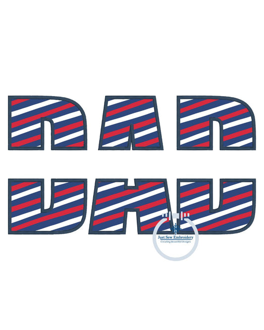 Dad Split Satin Applique Embroidery Design Father's Day Gift Five Sizes 5x7, 8x8, 9x9, 6x10, and 7x12 Hoop